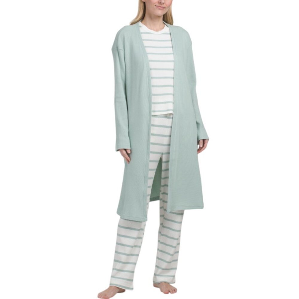 BERKSHIRE BLANKET 3pc Striped Lounge Set With Duster